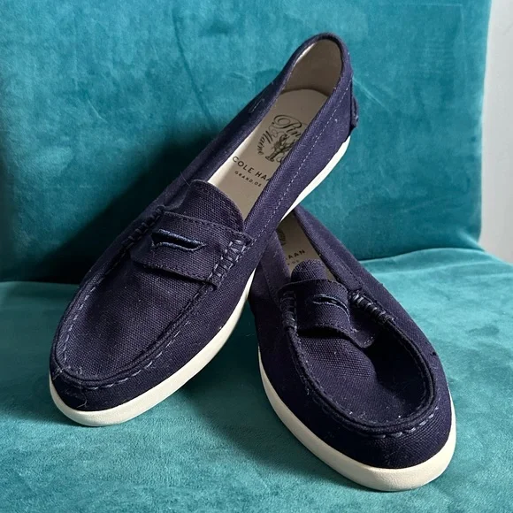 Cole Haan Navy Canvas Penny Loafer - Size 8 - Picture 6 of 7